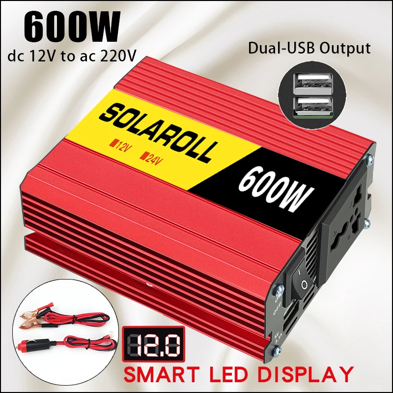 

Автомобильный инвертор мощности 600 Вт, 1500 Вт, 220 Вт, 12 В постоянного тока в В переменного тока, автомобильное портативное зарядное устройство,...