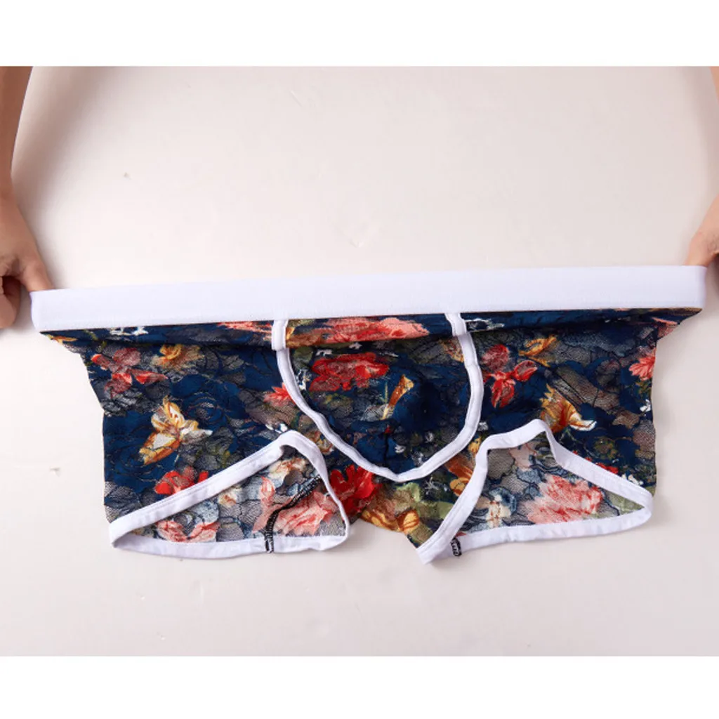 Мужские трусы боксеры с цветочным принтом дышащие тонкие мужские шорты