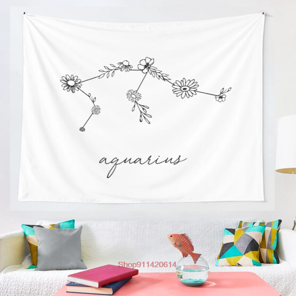

Aquarius Zodiac Wildflower Constellation tapestry Wall Hanging Astrology Divination Bedspread