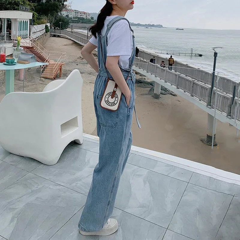 Женские джинсовые комбинезоны однотонные винтажные элегантные универсальные
