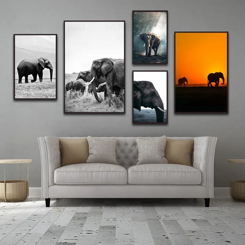 Слон реалистичный стиль диких животных Фотография картина домашний