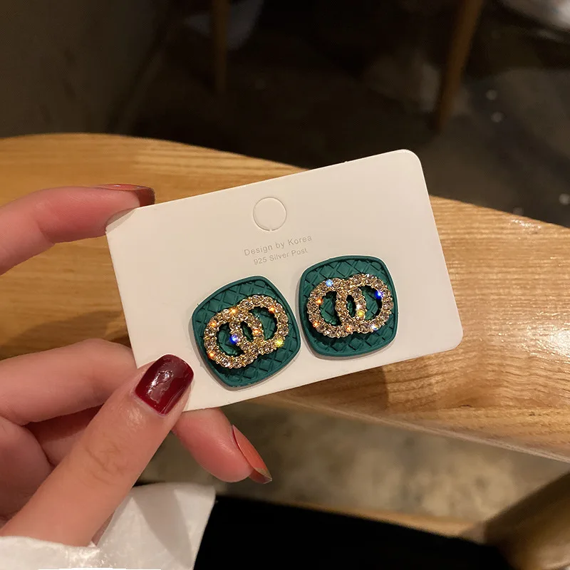 

Rhinestone Geometric Stud Earrings for Women Girls 2020 New Bijoux Circle Earring Party Jewelry Gifts Gold Trendy earings