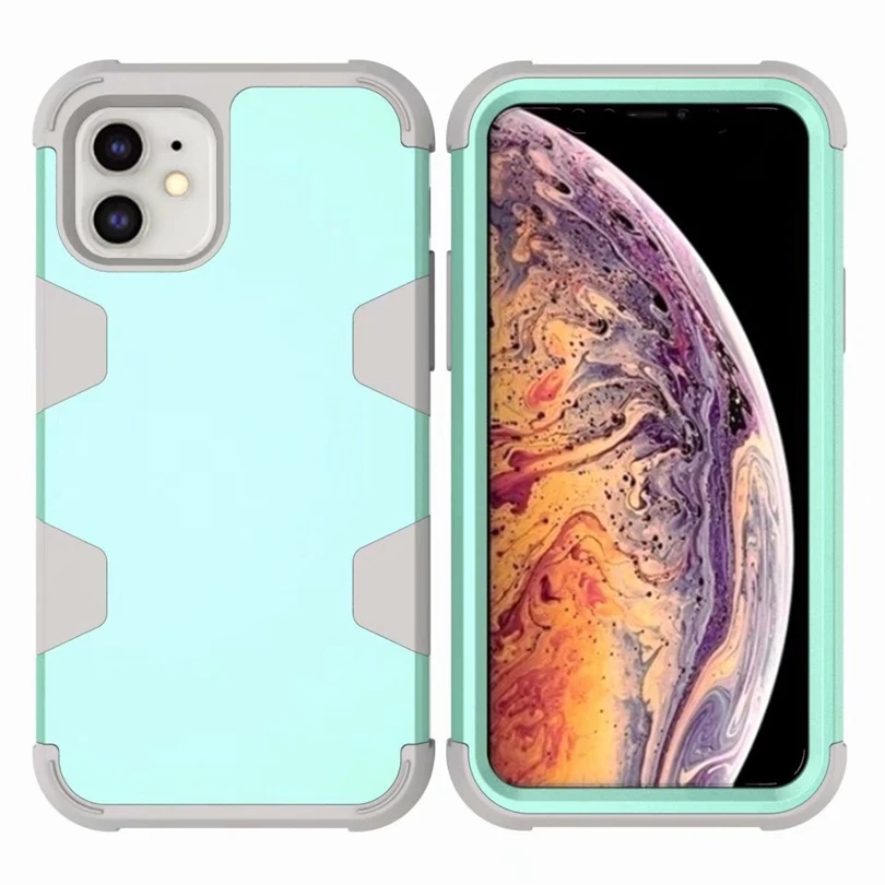 Для iPhone 6 6S 7 8 Plus X Xs Xr 11 Pro Max чехол двухслойный силиконовый Жесткий пластиковый