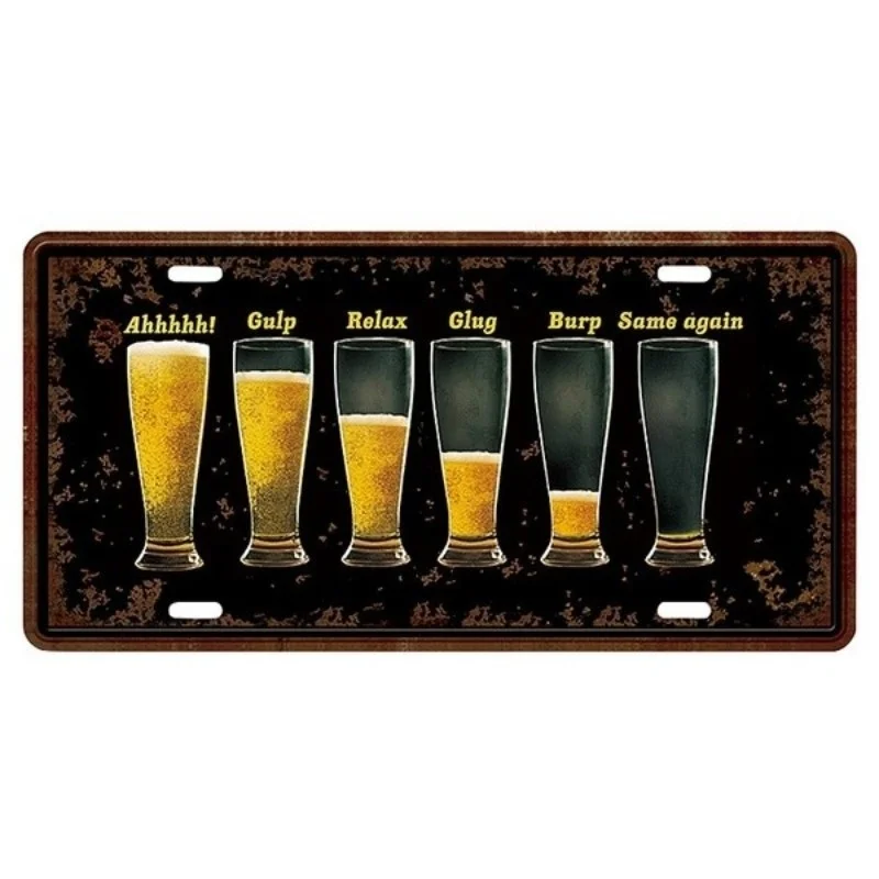 

Vintage Beer Painting Poster License Plate Metal Wall Sign Bar Decor