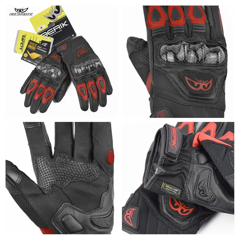 Кожаные Мотоциклетные Перчатки BERIK мужские защитные гоночные перчатки из