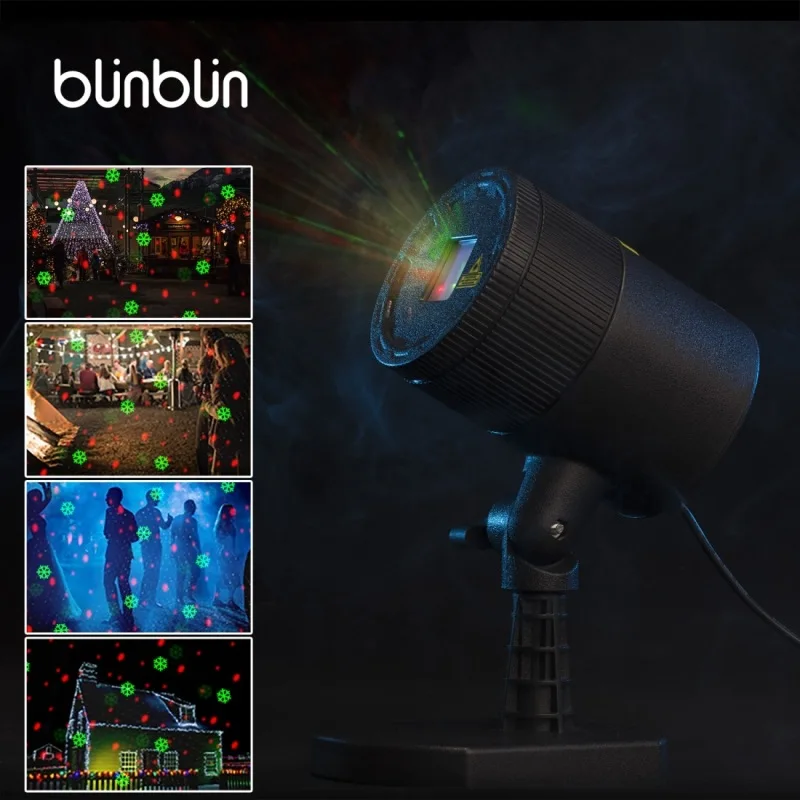 Snowfall Laser Projector Lights Outdoor Red Green Laser Landscape Projection LED Lamp with Moving Animation Decor for Garden