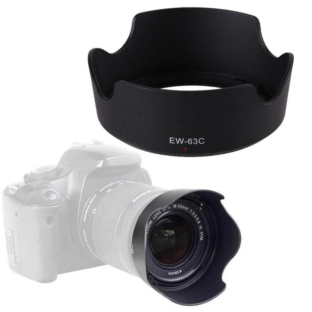 1 шт. Черный ABS бленда EW-63C EW63C для Canon EF-S 18-55 мм f/3,5-5,6 IS STM 58 мм кожух линзы для камеры протектор ew 63c