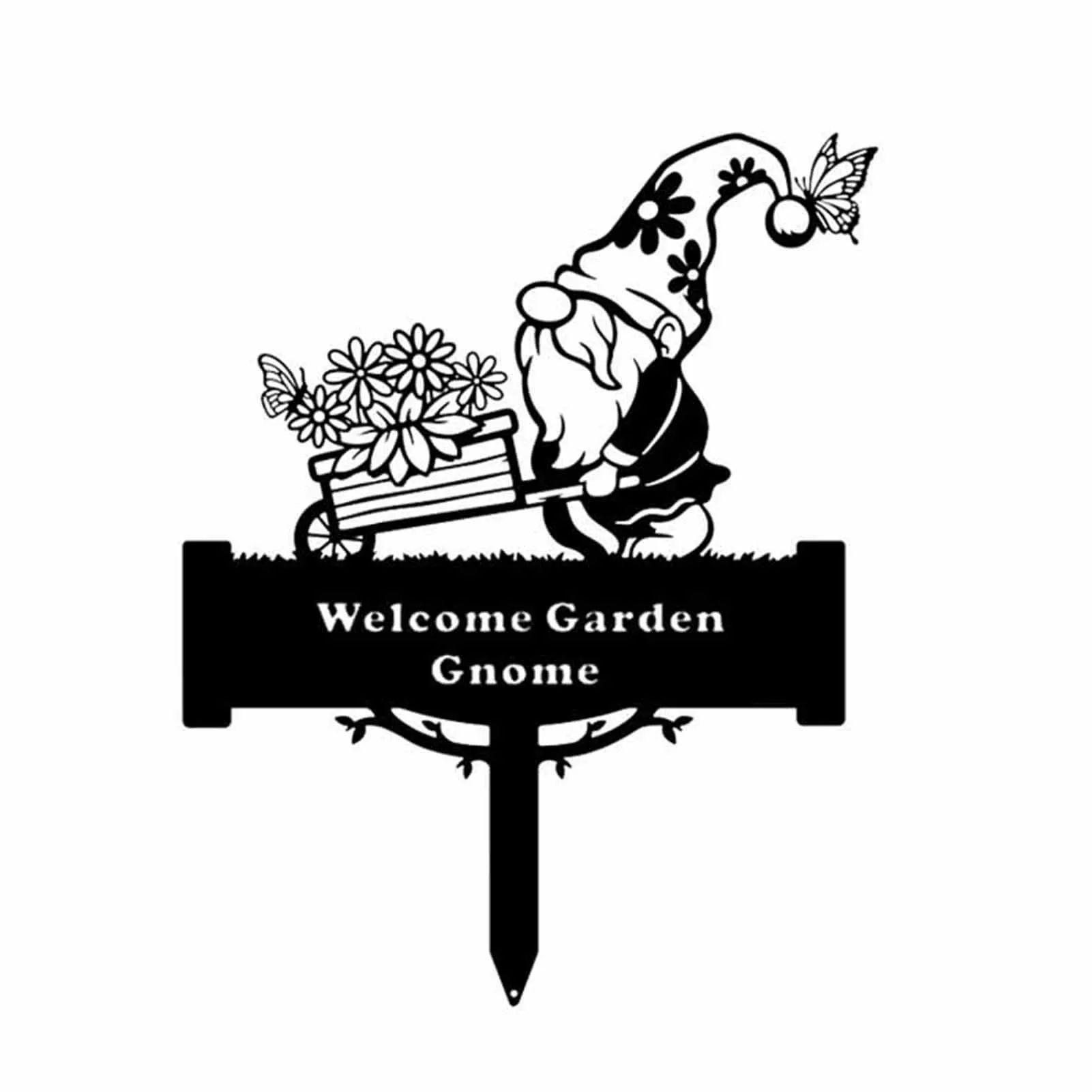 

Garden Gnome Monogram Yard Sign Iron Style Silhouettes Garden Lawn Decoration L5