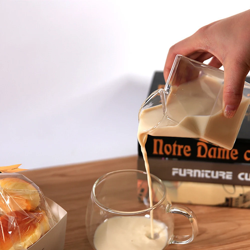 

Creative Cream Bottle Square Mugs Glass Wine Milk Cup Home Kitchen Tableware for Household Kitchen Easy Supplies