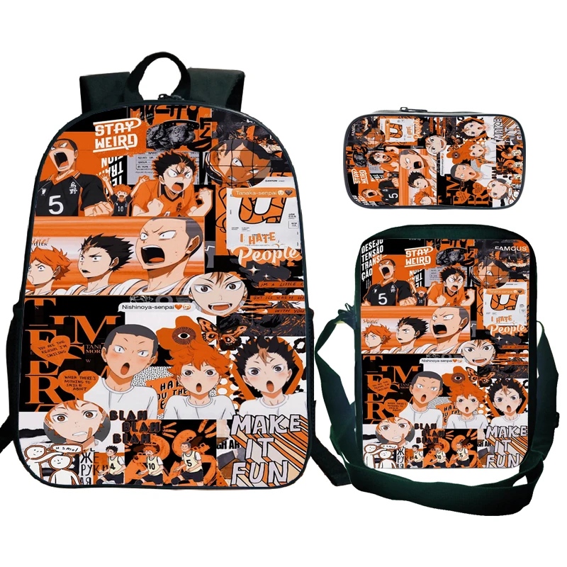 

Student Haikyuu!! Backpack 3Pcs/set Boys Girls Kids Anime School Bags and Pencil Case Shoulder Bags Unisex Teens Knapsack Plecak