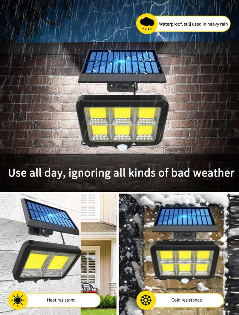 

128/160 COB Split Type Induction Remote Control Courtyard Solar Wall Light Night Sensor Garden Street Lights Outdoor Lighting