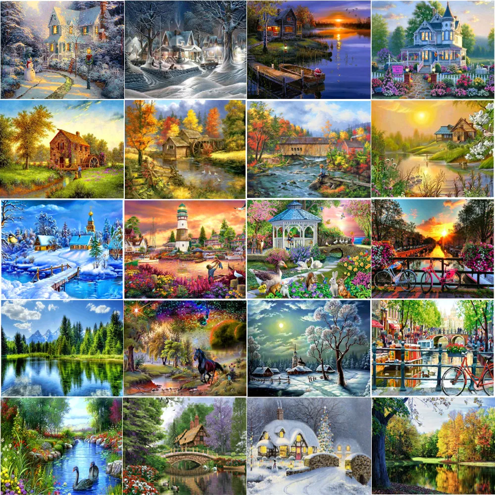 

CraftArtGo 5D DIY Алмазная вышивка пейзажа полный квадратные Стразы мозаика, вышивка крестиком на рисунке, со стразами в виде цветка; Комплект