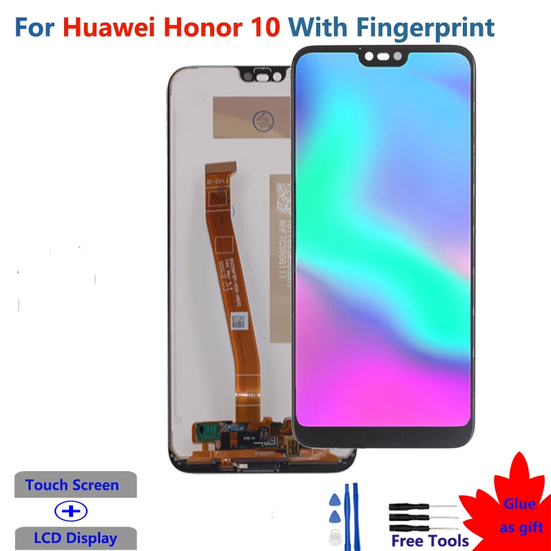 Pantalla LCD Original para Huawei Honor 10, repuesto de pantalla t&aacute;ctil con huella dactilar, COL-L29-0