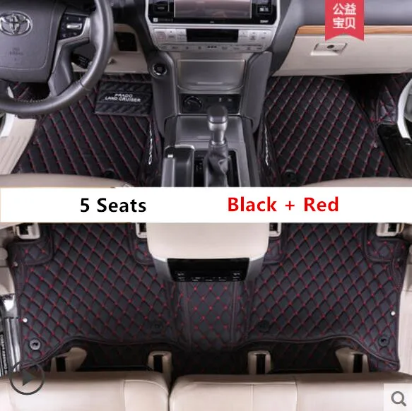 5 Seats Коврики для Toyota LAND CRUISER PRADO 150 2010- 5 и 7 мест ковры для ног автомобильные коврики высокое качество вышивка кожа - Название цвета: 5 Seats