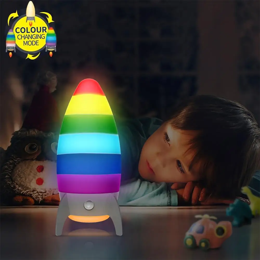 

NICLUX Night Lights LED Bedside Lamp Rocket Children's Night Light Bedroom Wall Lighting Sensor Control Cartoon Light For Kids