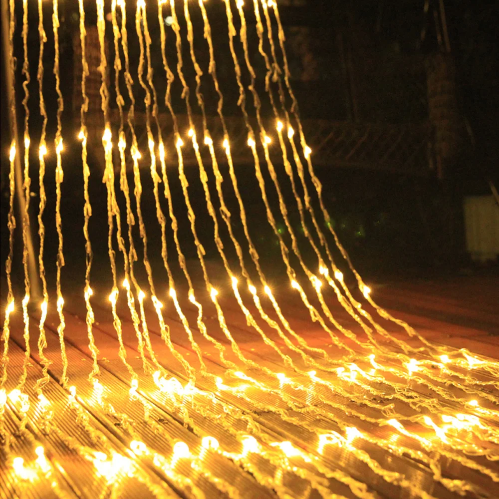 

3X3M 6X3M LED Meteor Shower Rain Light Water Flow Waterfall Window Curtain String Light Wedding Christmas Fairy Light Garland