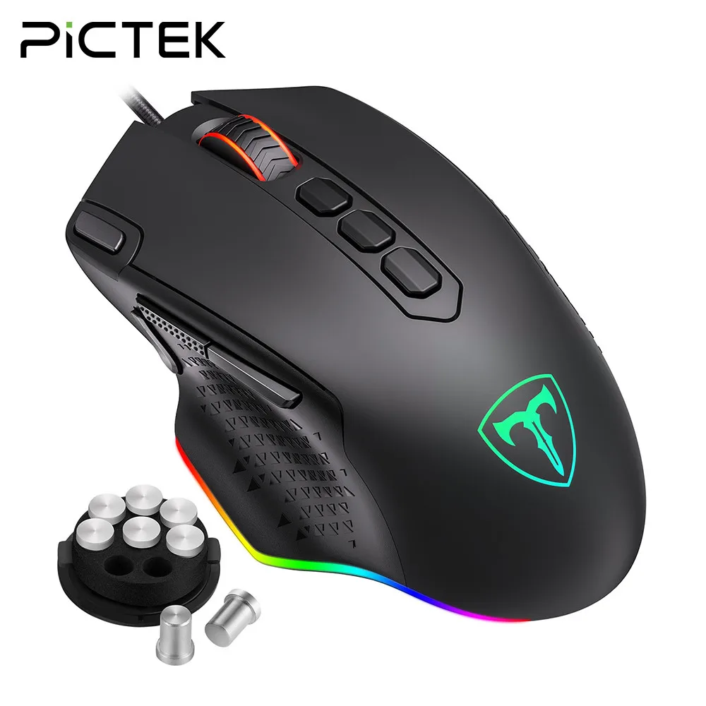 Мышь Компьютерная PICTEK PC257 Проводная игровая с RGB подсветкой 12000 DPI 10