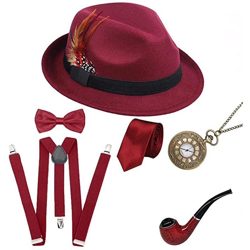 Винтажные Аксессуары для костюма Gatsby 20's шляпа Федора Манхэттена с перьями