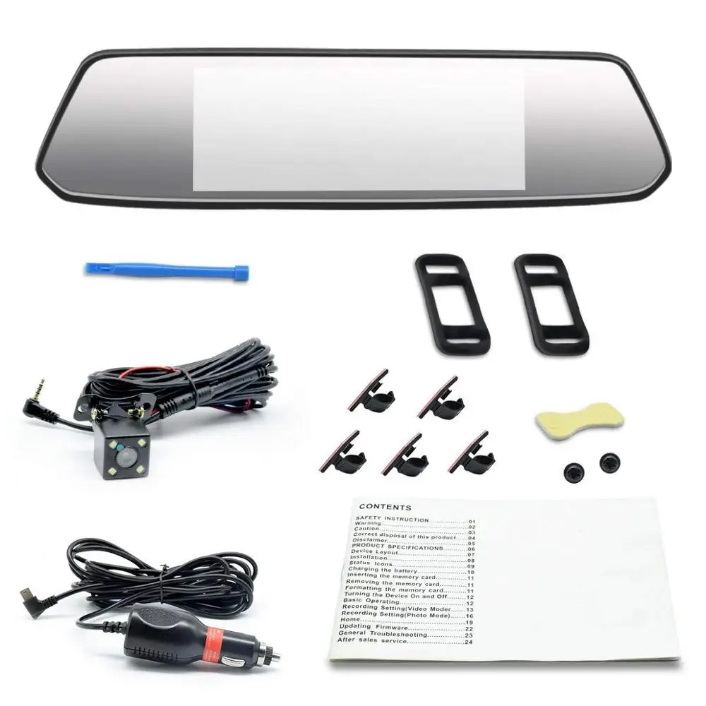 Видеорегистратор автомобильный с 7-дюймовым сенсорным экраном и камерой заднего