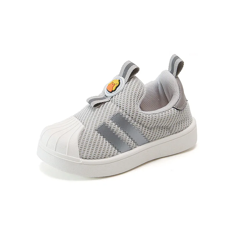 

2021 Spring New Shell Toe Foot Protection Lightweight Soft Sole Toddler Shoes Baby Breathable Magic Stick Sneakers
