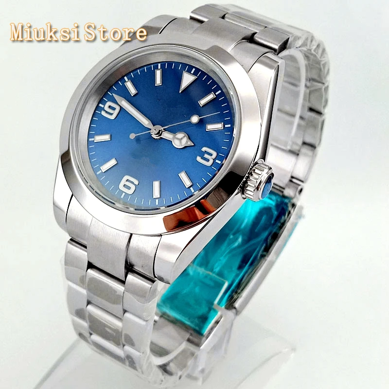 Мужские стерильные часы Bliger 40 мм серебристый чехол сапфировое стекло синий