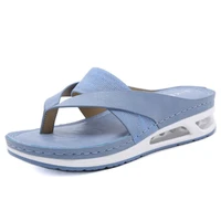 women air cushion sole slippers 2021 summer flip flops casual beach muffin platform ladies sandals peep toe female shoes q197