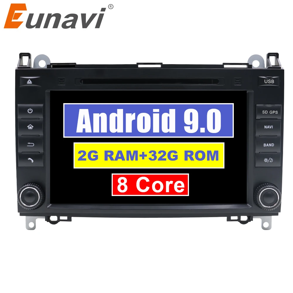 Eunavi Android 9 0 2din Авто Радио автомобильный DVD мультимедиа для Mercedes Benz B200 A B Class W169 W245 Viano