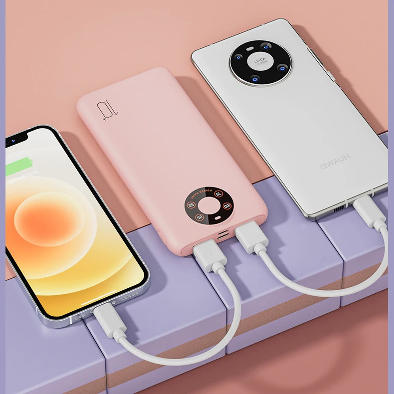 10000 мАч Мини портативное зарядное устройство с двойным USB выходом Внешняя батарея
