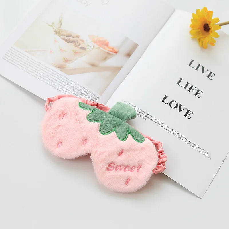 

1pcs Sleeping Eye Mask Winter Cartoon 3d Fruit Cute Plush Eye Shade Cover Eyeshade Relax Suitable Travel Home Party Gift