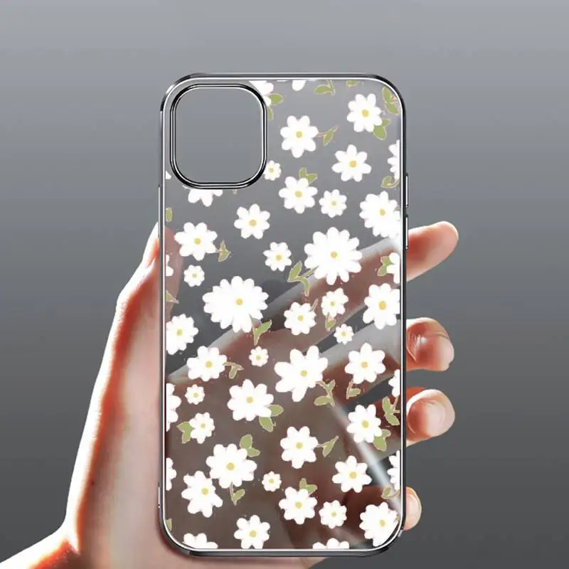 

Daisy Flower Phone Case Transparent for Clear iPhone case 11 12 mini pro XS MAX 8 7 6 6S Plus X 5S SE 2020 XR