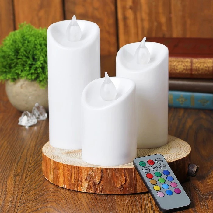 Свеча светодиодная Романтик с пультом набор 3 шт. | Дом и сад