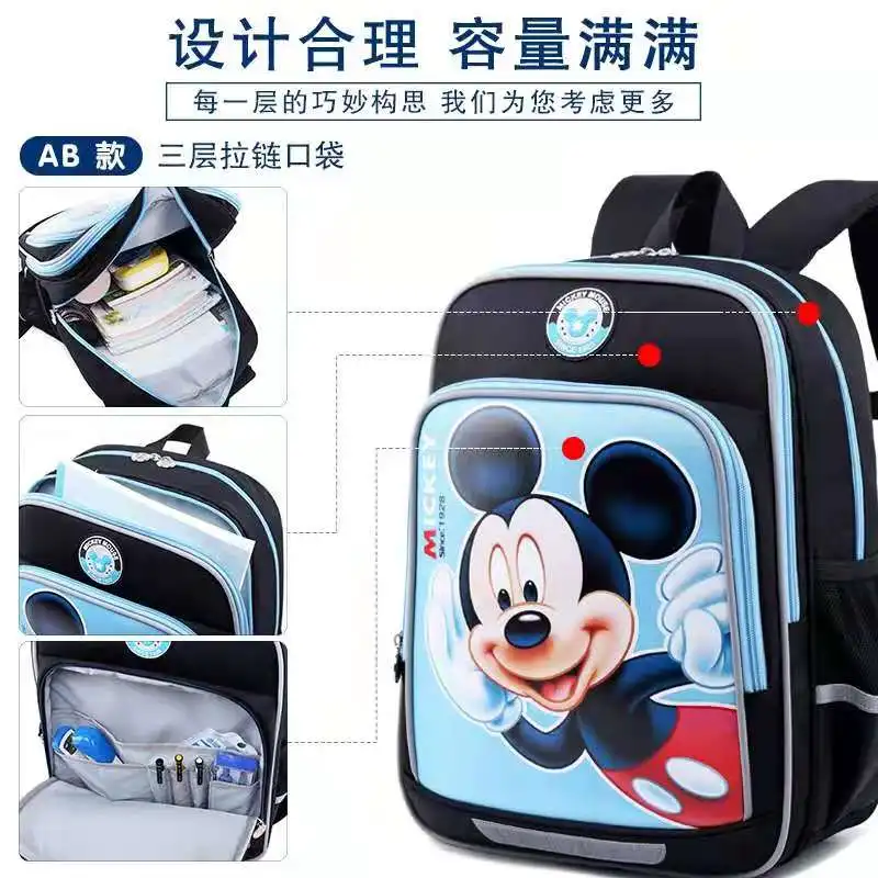 Disney Mickey Minnie School Bags For Boy Girls Primary Student Shoulder Orthopedic Backpack Large Capacity Birthday Gift Mochila