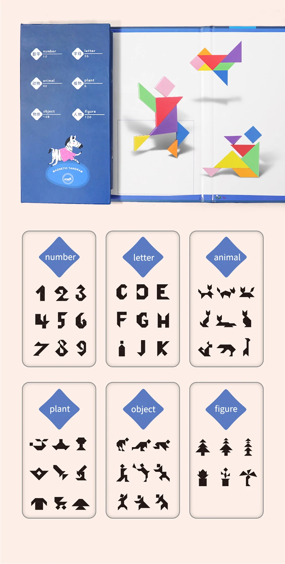 Магнитный из ЭВА(этиленвинилацетат) 3D Головоломка Tangram игры интеллектуальные головоломки Рисование настольная игра Развивающие игрушки для детей и взрослых