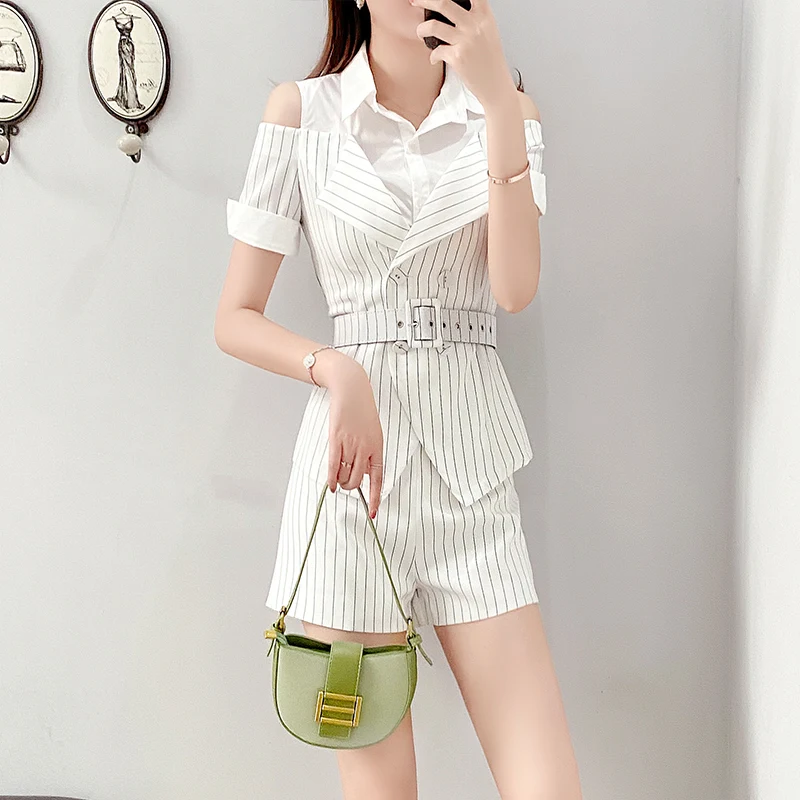 

Design Office Lady Woman Suit Korean Style Top And Shorts Luxurious Women's Summer Suit Formal Ensemble Femme Survetement