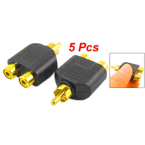 

5 Pcs RCA AV Audio Y Splitter Plug Adapter 1 Male to 2 Female