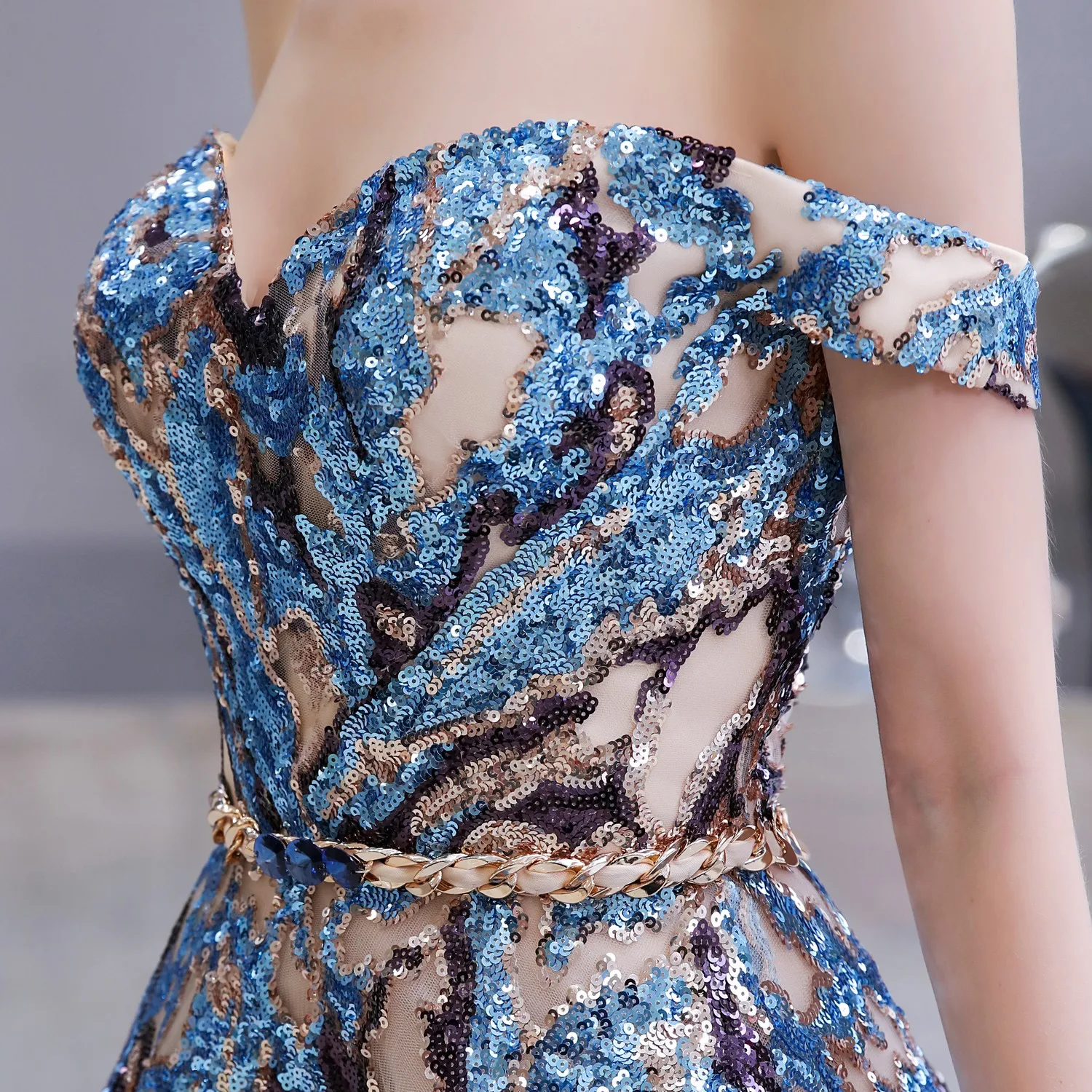 

Evening Dresses Long Sequin Off The Shoulder Floor Length Formal Women Prom Party Wear