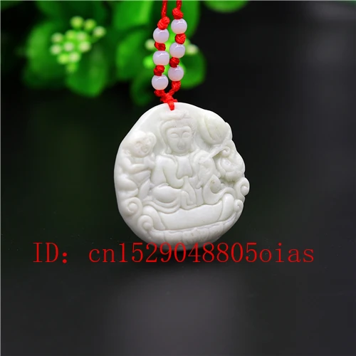 Натуральный белый китайский нефрит Гуаньинь кулон ожерелье Шарм ювелирные