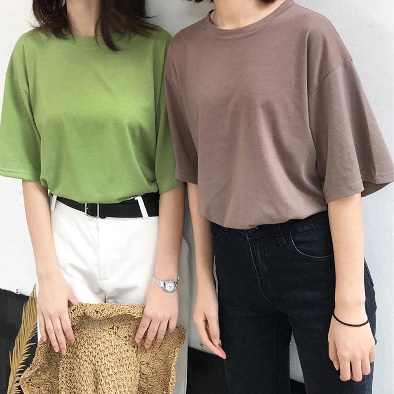 Новинка 2019 летняя Женская Повседневная однотонная черно белая хлопковая