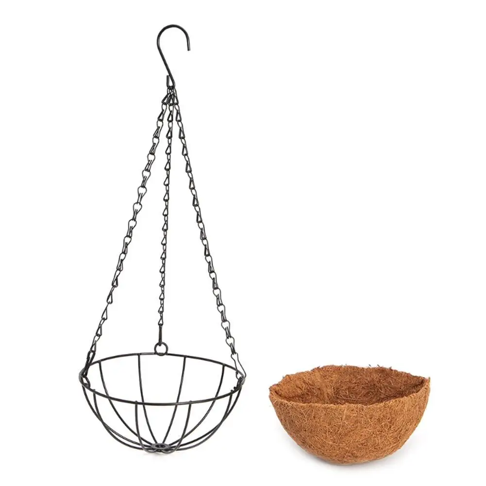 

Hanging Coconut Shell Vegetable Flower Pot Basket Planter Iron Art Garden Decor