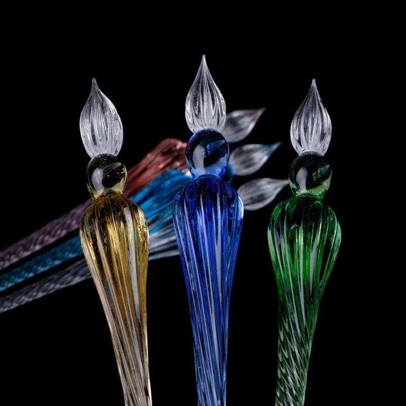 Винтажная стеклянная Dip окунающая ручка для подписи наполнение чернилами