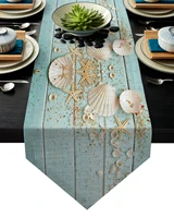wooden board shells starfish table runners tablecloths vintage wedding party table runner small stain resistant dresser scarf