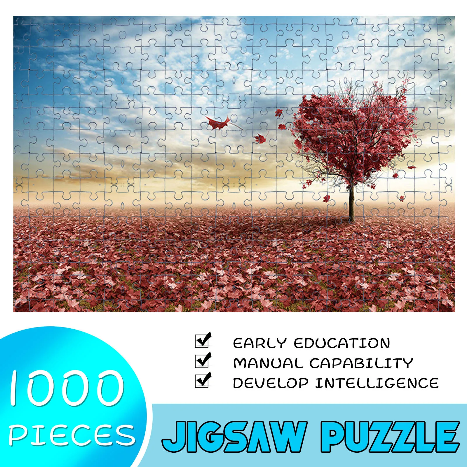 

Beautiful Fall leaves Adult Jigsaw Puzzle 1000 Piece Landscape Puzzle Game Interesting Toy 29.5x19.6 Inch Fidget Toys Antistress