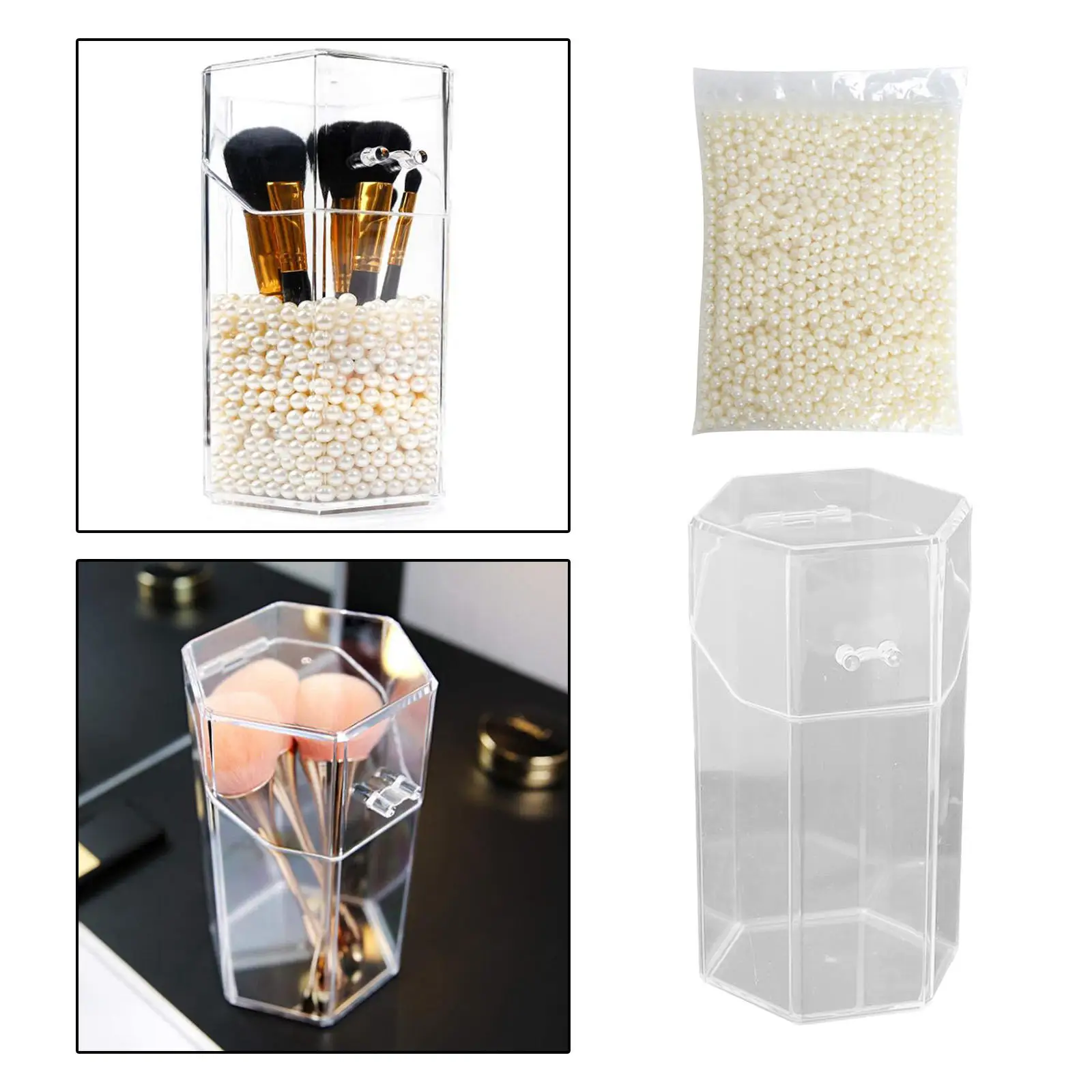 

Makeup Brush Holder Hexagon Brush Organiser for Make-Up Pen Storage Brushes Cosmetic Make-up Brush Storage Box