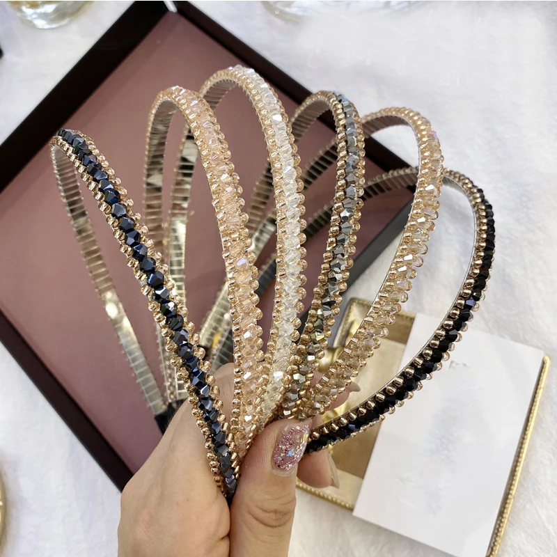 

Rhinestone Crystal Hairbands Hair Accessory Head Hoop Shiny Hair Scrunchies Hairband Rhinestone Headbands Beaded Thin Hairbands