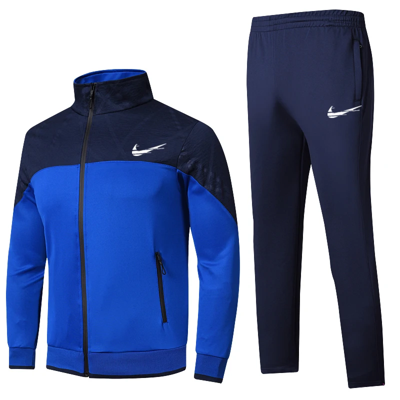 

Tracksuits Men Casual Sportswear Set 2 Piece Suit Jacket + Pants Patchwork IКNIKEС Clothing Asian Size L-4XL Male Spring Autumn