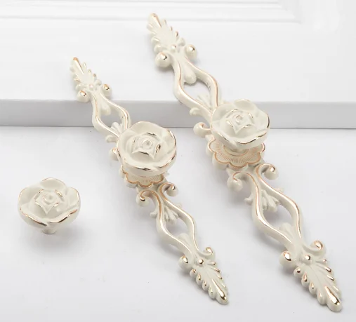 Ручки и ручки для шкафа винтажные в европейском стиле цвета слоновой кости