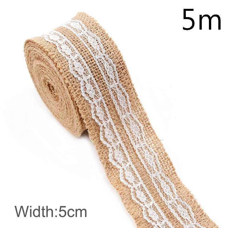 5m Style 9 QIFU 2/5M из натурального джута ленты в декорированном мешковиной горшке джутовое кружево декорированном мешковиной горшке ленты из натурального джута Свадебные украшения рустикальная Свадьба Центральные рустикальная свадьба - Цвет: 5m Style 9