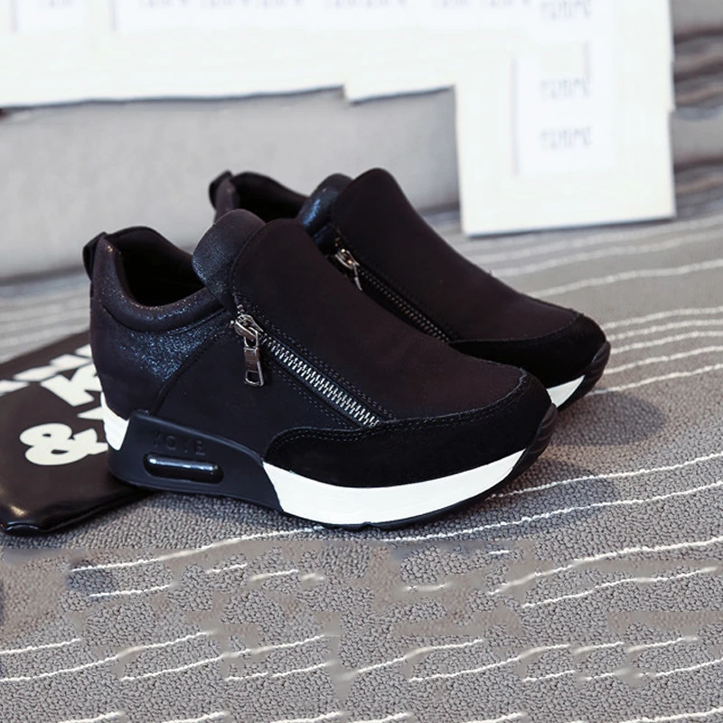 Спортивная обувь увеличивающая рост 6 см Женские сетчатые кроссовки на молнии с