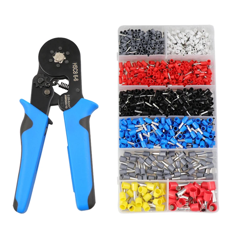 

HSC8 6-4 0.25-10mm 23-10AWG Crimping Pliers 1200PCS 700PCS Tube Type Terminal Set Crimp Self-adjusting Tool HSC8-6-6 0.25-6mm D3