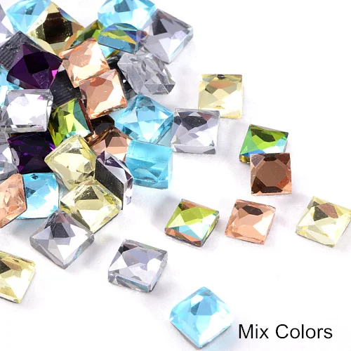 Mix Colors 100 шт 6 мм стразы горячей фиксации стразы квадратные плоские с оборота стеклянные DMC горячей фиксации стразы железные стразы свадебное платье B0308 - Цвет: Mix Colors